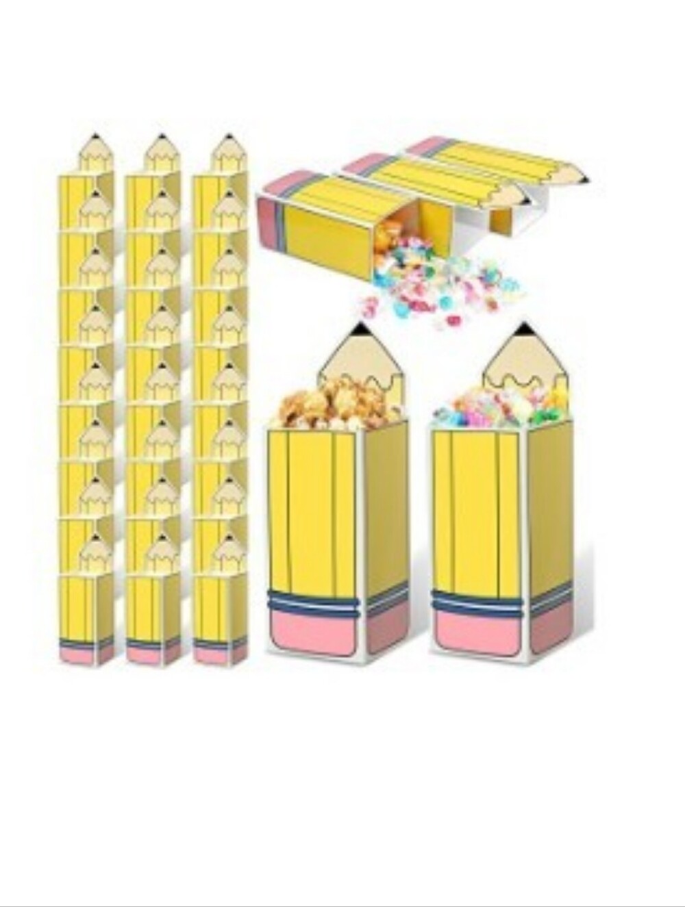 ❤️24 PC Yellow Pencil-Shaped Favor Boxes